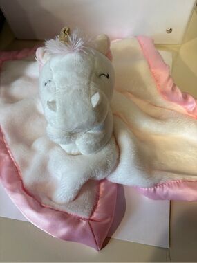 Carter's White and Pink Unicorn Lovey Plush baby security blanket